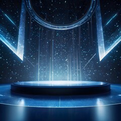 blue stage with spotlight