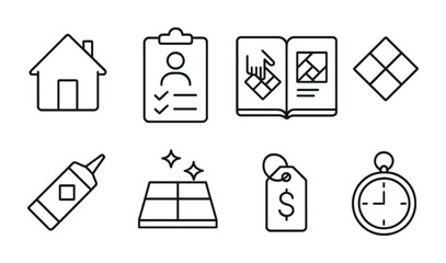 Home improvement icons set – outline, line, renovation and diy symbols