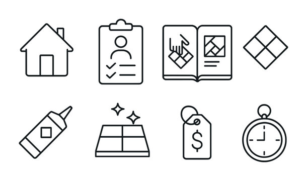 Home improvement icons set – outline, line, renovation and diy symbols
