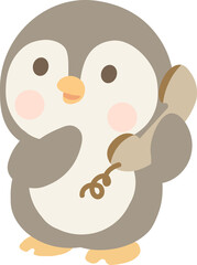 Cartoon Penguin Talking on the Phone animal