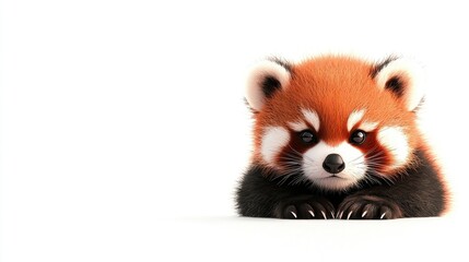 Adorable red panda cub portrait