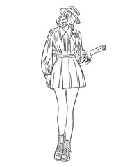 Fashion girl drawing painting stamps stickers