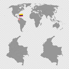 Colombia Map Set with World Location.