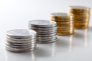 A close-up shot of coins stacked in ascending order forming a staircase shape to represent building wealth