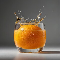 A glass of fresh orange juice with condensation