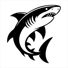 Fierce vector shark illustration in monochrome suitable for sports team logos or tattoo designs