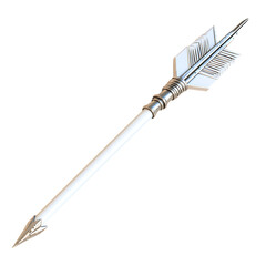 Sleek Arrow with Modern Accents in Pearlescent White Isolated on Transparent Background