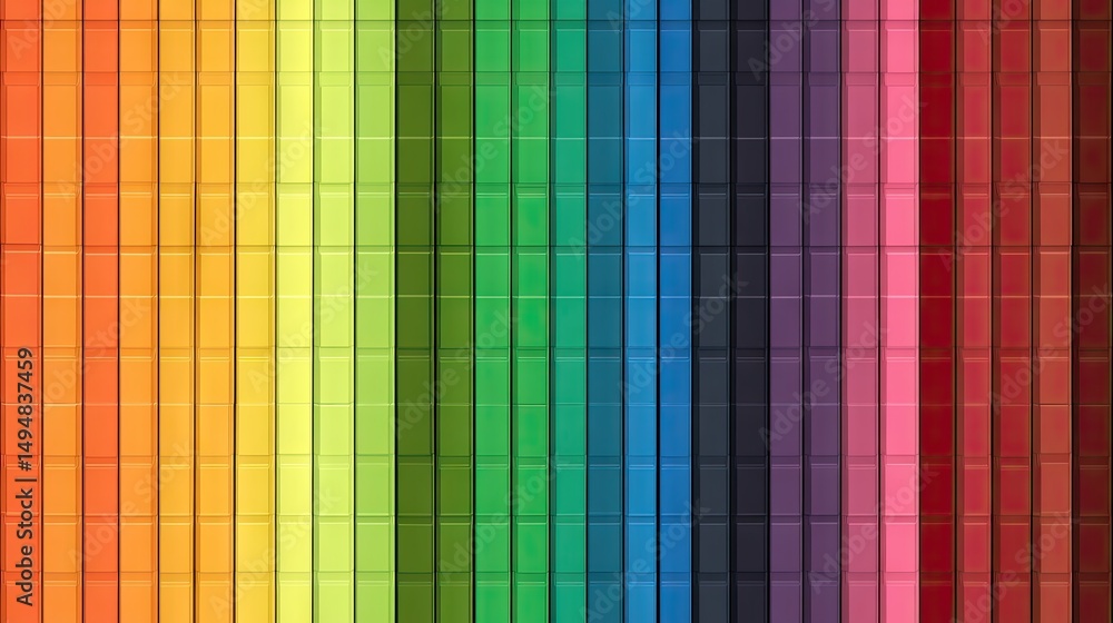 Poster vertical array of colorful, textured squares.