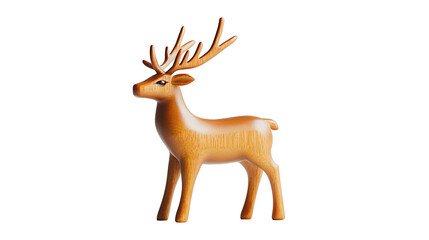 Fototapeta premium A wooden deer figurine standing against a black background