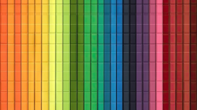 Vertical array of colorful, textured squares.