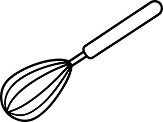 Whisk With Egg Line Art Vector Illustration