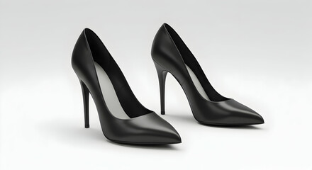 Elegant Black High Heel Shoes on White Background for Fashion Concepts
