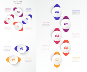 Set of creative infographic templates with 2, 4, 5 steps, options, parts or processes.