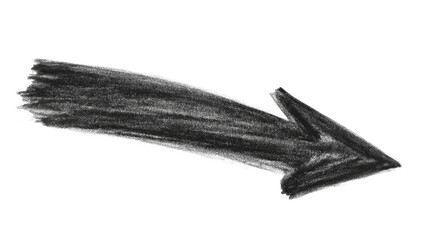 hand drawn arrow, charcoal style, on transparent background.