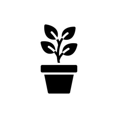 Plant Growing Upward from Pot Symbol Icon