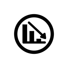 Triangle Bar Decreasing Inside Circle Showing Decline and Loss