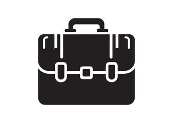 Briefcase Icon. Briefcase Silhouette Black Vector White Background Illustration