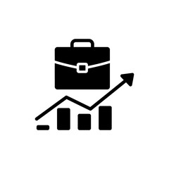 Briefcase Rising on Growth Line Icon