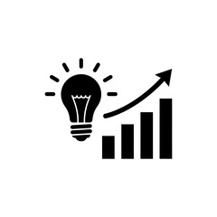 Lightbulb with Arrow and Bar Chart for Business Growth and Analysis