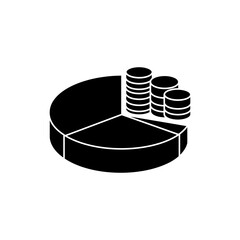 Pie Chart Splitting into Coin Stacks for Financial Analysis and Distribution