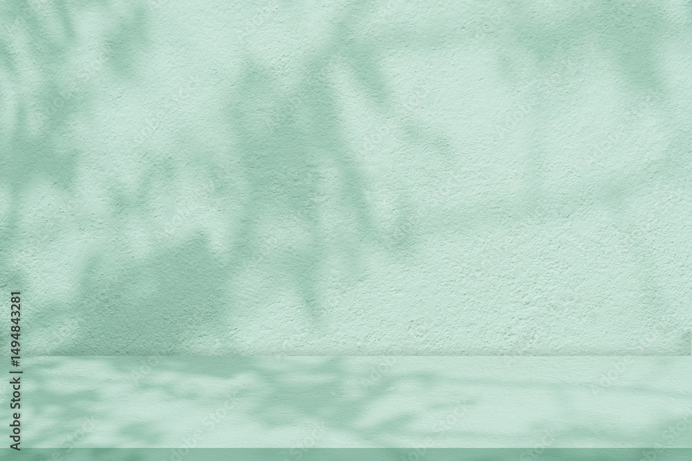 Aufkleber green background with shadow leaf,light overlay on podium stage for product display,studio backgroun