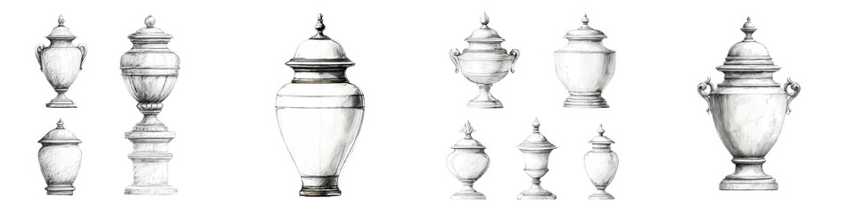 Elegant Antique Ornate Ceramic Vases and Vessels