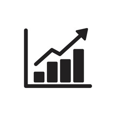 Bar Chart with Upward Arrow Growth Symbol