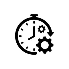 Clock with Gears Time Efficiency Symbol for Business