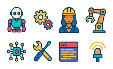 Nature and wildlife icons set in flat style &ndash; animals, forest, adventure symbols