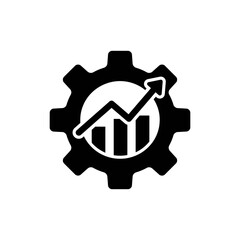 Gear with Graph Growth Direction Symbol for Business Strategy