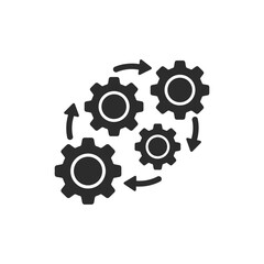 Gears in Circle for Teamwork and Planning Symbol for Business