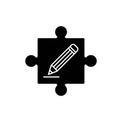 Puzzle Piece with Pencil for Strategic Planning Symbol