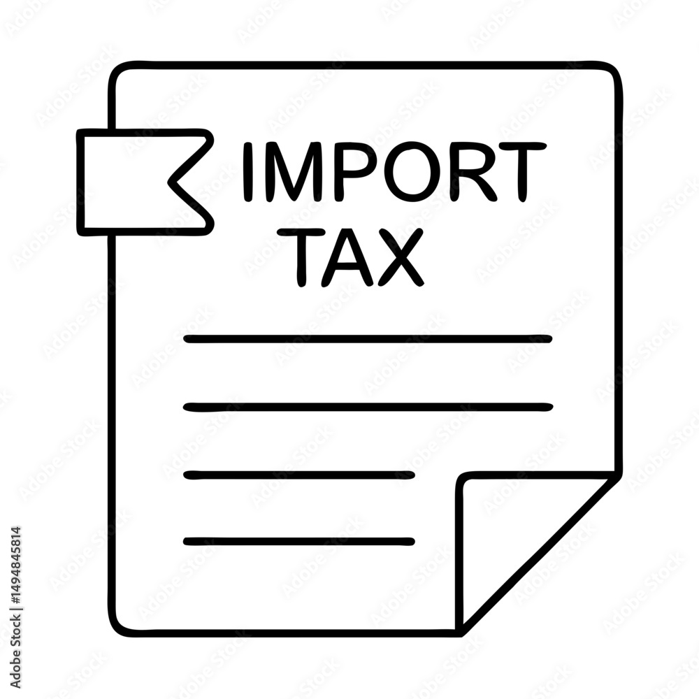 Poster import tax form icon. simple import tax form design with lines and bookmark. clear import tax form i