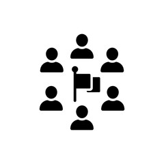 Team Surrounding Flag Representing Joint Achievement and Business Success