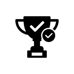 Trophy with Checkmark Representing Goal Achievement and Success