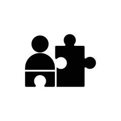 User Icon Inside Puzzle Representing Collaboration and Team Fit