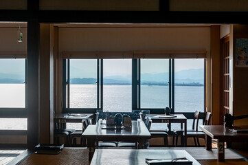 海が見える食事処、食堂、内観