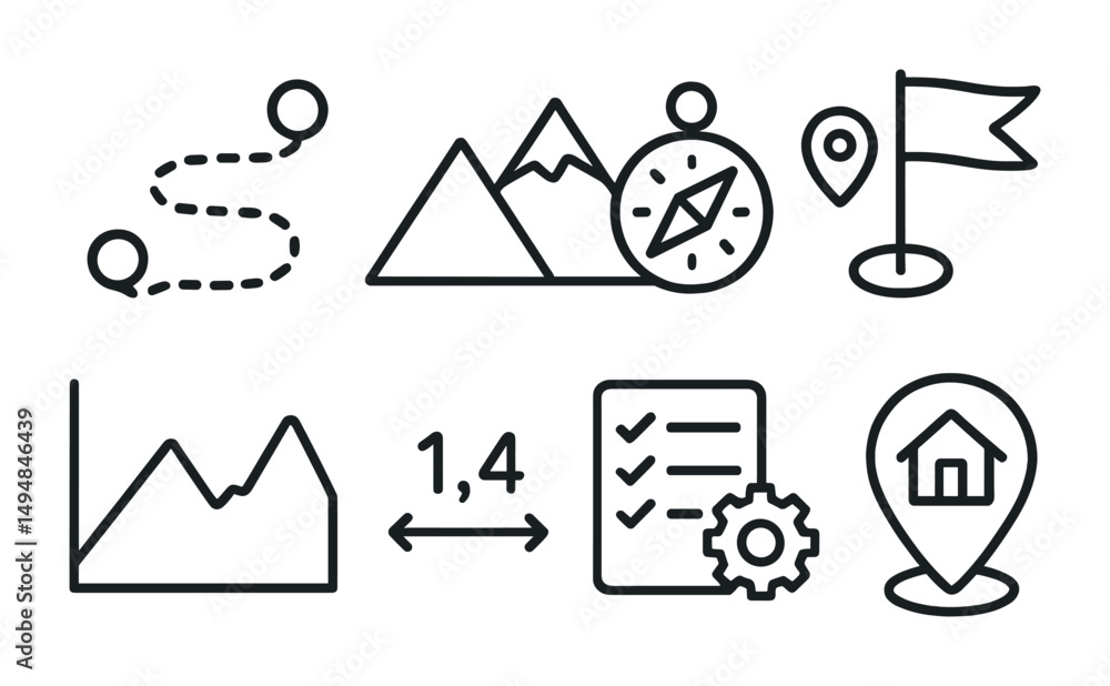 Poster minimalist icons for navigation and location tracking designs