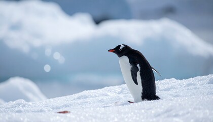 Antarctic Gentoo Penguin on Iceberg with Wildlife.