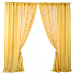 Yellow curtains isolated on white background