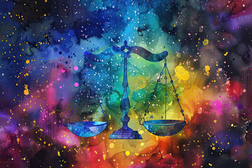 Abstract composition with concept of Libra zodiac sign symbol