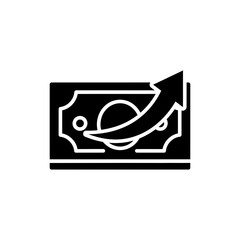 Banknote with Curved Up Arrow Representing Financial Growth and Trends