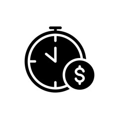 Clock with Dollar Sign Inside, Time and Money Concept Icon