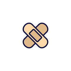 Kawaii Sticker Elements Bandage Wound Illustration