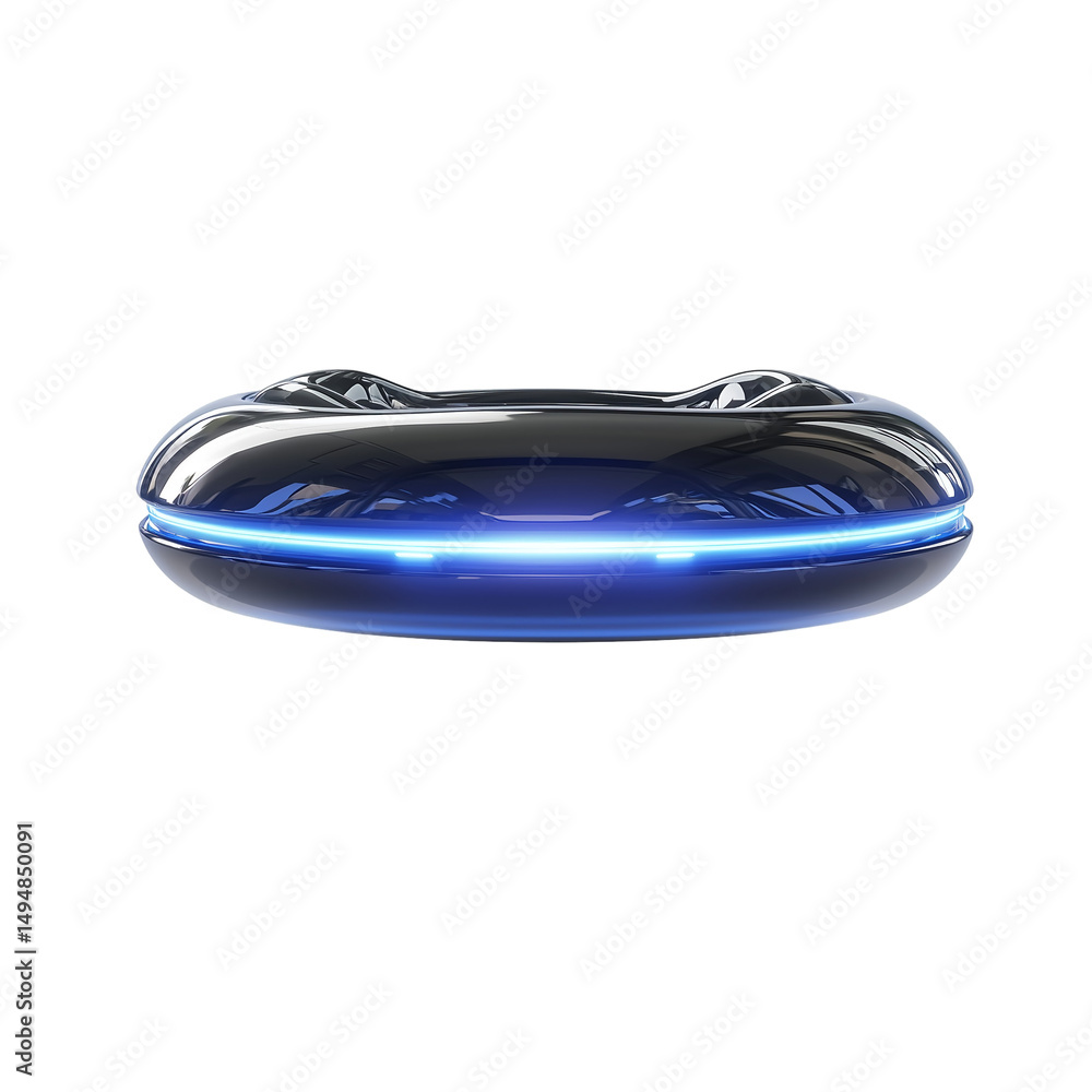 Poster futuristic glowing ring technology device product render on a background isolated on transparent bac