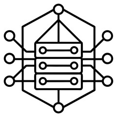 Network server line art icon on white background.