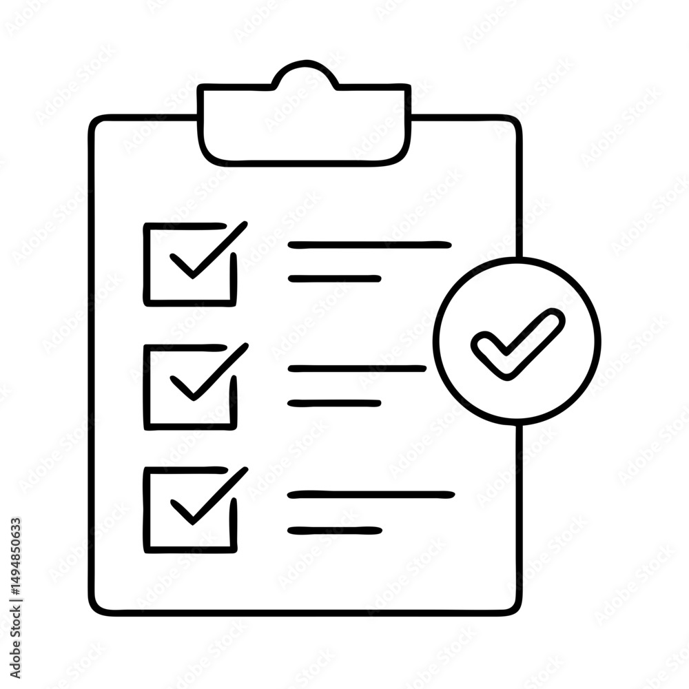 Poster checklist clipboard with checkmarks. simple inspection checklist icon with completed tasks. perfect 
