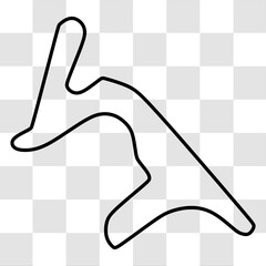 Obraz premium Termas de Rio Hondo International Circuit. Motorsport race track vector map with racing flag background