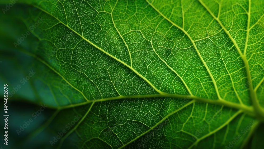 Poster close-up of green leaf veins, symbolizing environmental awareness and sustainable practices for a gr