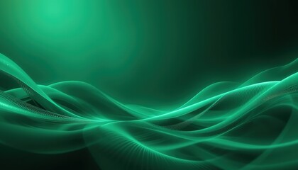 Abstract Emerald Green Wave Design with Subtle Lines
